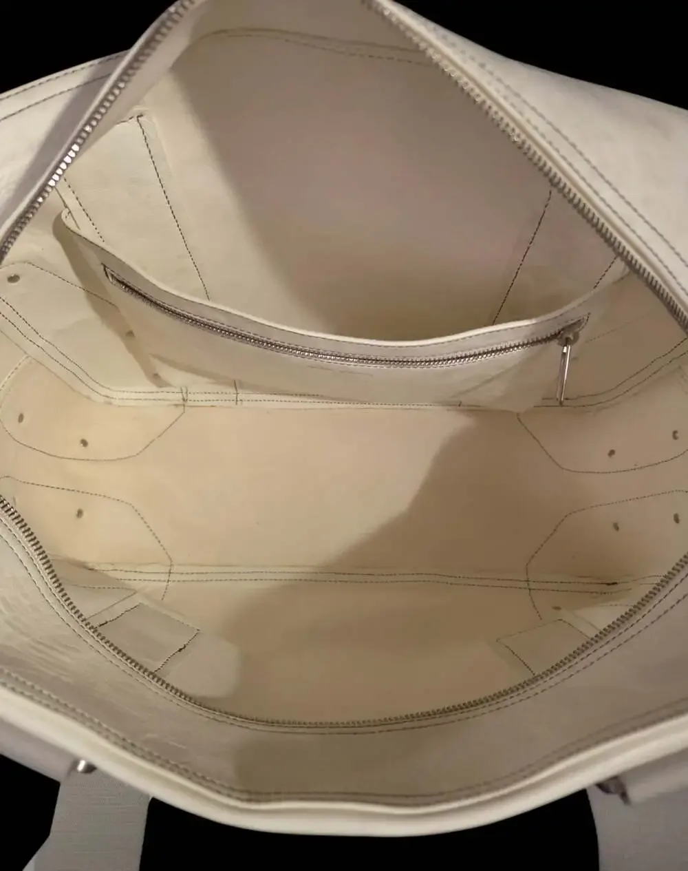 Rick Owens Leather Tote Shoulder Bag Unisex Off White Distressed $1850